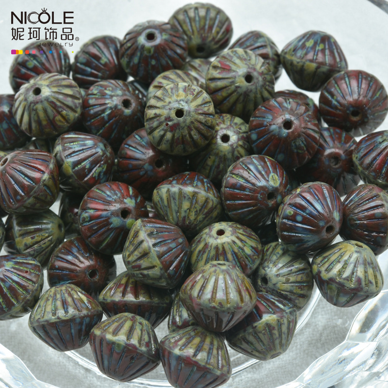 Importado Checo Baos Osha esmaltado linterna cuentas de mano 9mm accesorios de material DIY pulsera alrededor de 100 piezas