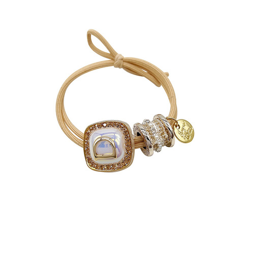  New Arrival French Style Elegant Metal Letter Hair Rope Women's All-match High Elasticity Ponytail Holder Hairband Headwear Hair Tie