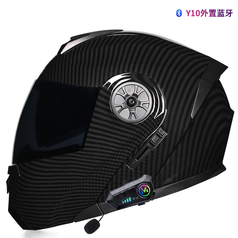 Orz casco no motocicleta casco completo hombres y mujeres de doble lente coche eléctrico Bluetooth expuesto medio casco Otoño e Invierno casco Four Seasons
