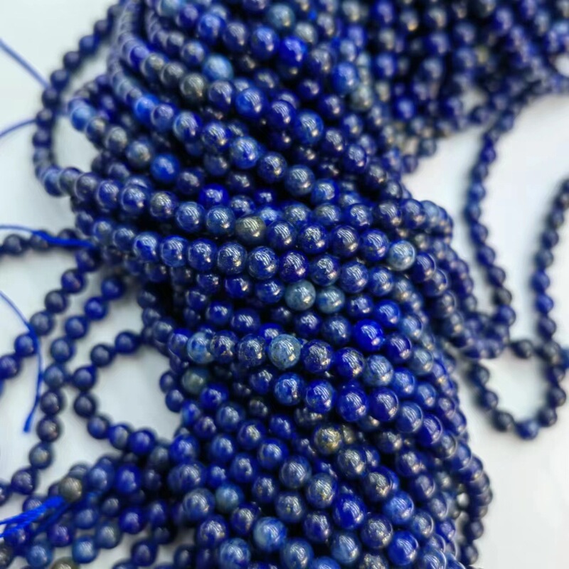 Natural Lapis Lazuli Round Beads Phoenix Lapis Lazuli Loose Beads Cross-Border Semi-Finished Jewelry Accessories DIY Handmade Beads