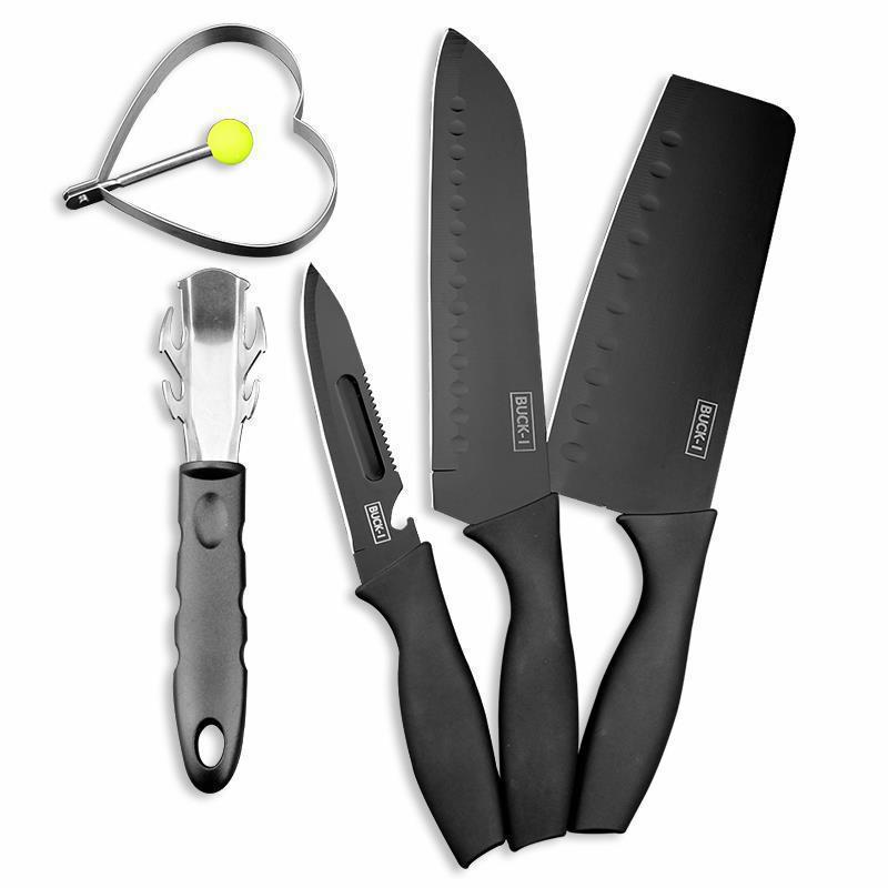 Juego de cuchillos de cocina cuchillo de acero negro cuchillo de regalo utensilios de cocina de acero inoxidable cuchillo doméstico conjunto de cinco piezas cuchillo de fábrica