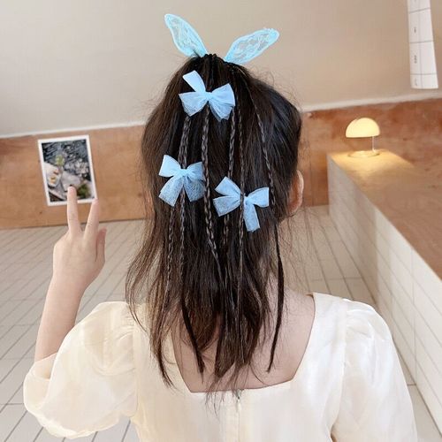 Rabbit ears bow braid hair tie new children's sweet butterfly versatile girl ponytail braided twist hair rope