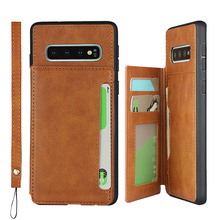 适用三星s10手机壳s10plus保护套S20Ultra带磁左右翻挂绳防摔皮套