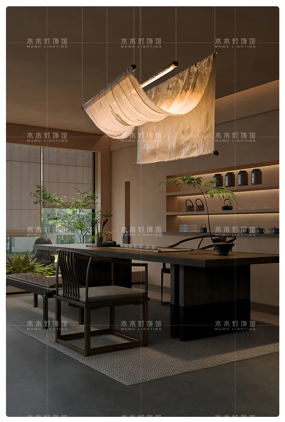 新中式吊灯宋代美学饭厅吧台禅意茶室客厅民宿日式侘寂风覆古灯具-阿里巴巴