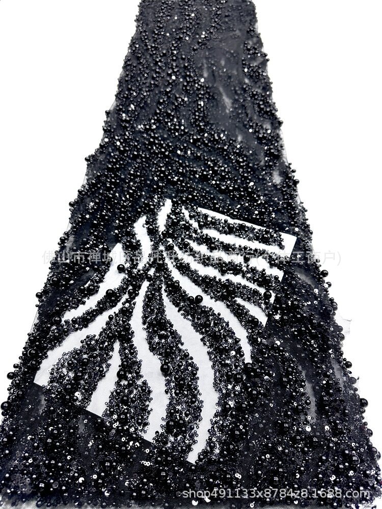 Nueva tela de perla ondulada de agua aerodinámica de perla full-length sequin lujoso anfitrión de banquete vestido de noche tela