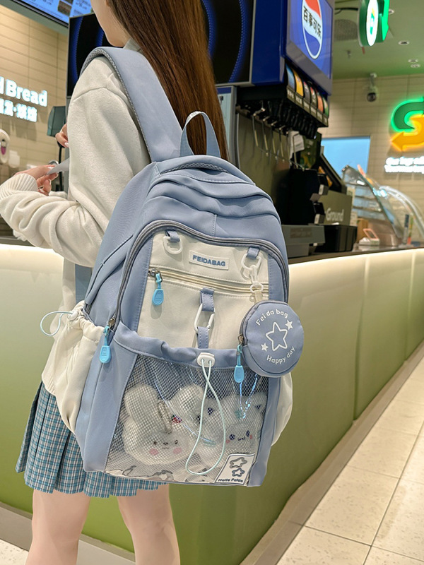 2025新款学院风初中高中女生书包百搭补习袋双肩包大容量上课补习|undefined