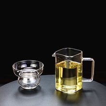 简约方形耐热玻璃公道杯纯色分茶器带把茶海功杯小号茶道配件匀杯