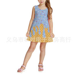 定制冰淇淋蛋糕儿童连衣裙女夏无袖圆领A字裙