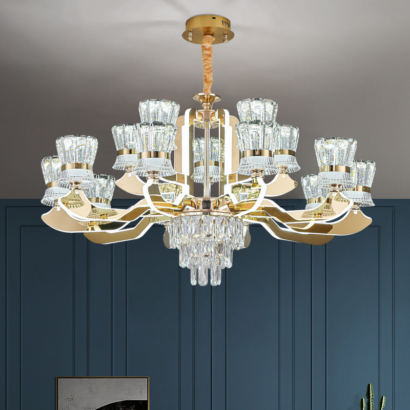 Light Luxury Crystal Chandelier Living Room Lamp 2024 New Scandinavian Modern Minimalist Restaurant Lamp Arm Glowing Highlight Lamps