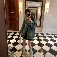 Hhyii調子感デニムコート女性春と秋の韓国のファッションインスタが痩せてカジュアルなファッションを見せています。