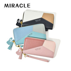 2022日韓女士錢包女長款拉鏈拼接拼色手拿包大容量新款學生手機包