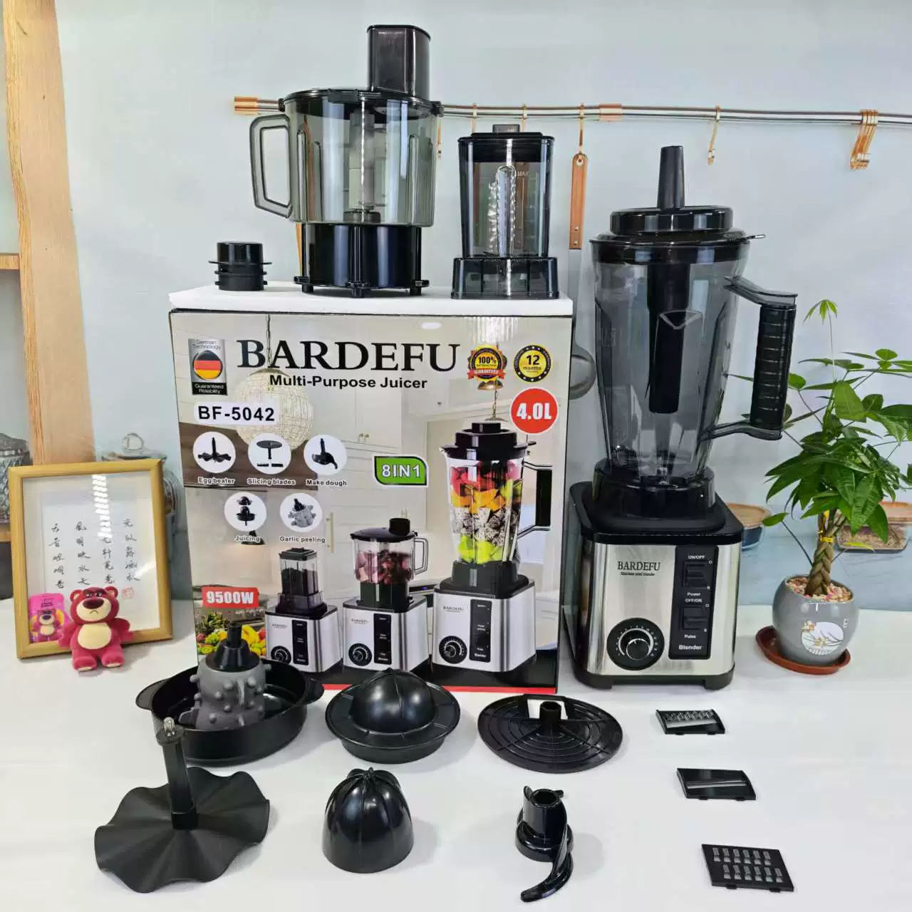 Cross-border блендер 4L8in1 коммерческий из нержавеющей стали высокой мощности, чистая медь, мясорубка, измельчение льда