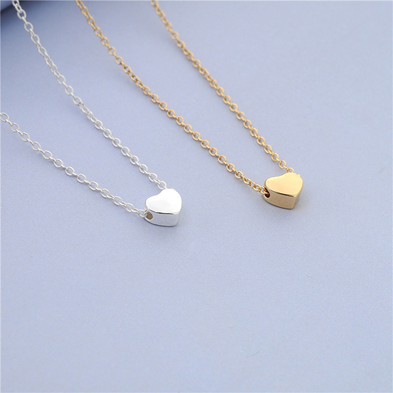 Couple Heart Clavicle Chain Memory Pendant Necklace_voghion.com