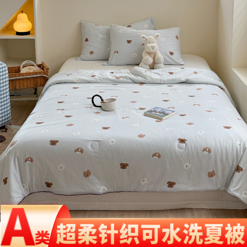 Class A Cartoon Children's Summer Cool Quilt Air-conditioning Quilt Knitted Cotton Machine Washable Summer Baby Baby Single Thin Quilt Summer 1