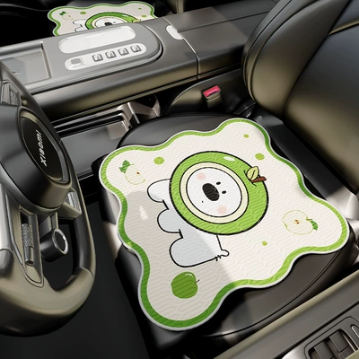 Motorcycle cushion: Cartoon Car Single-Piece Seat - green-apple-woof-cool-tencel-car-seat-cushion-square-wave-3030cm-only-for-lazy-people-supports-machine-washing