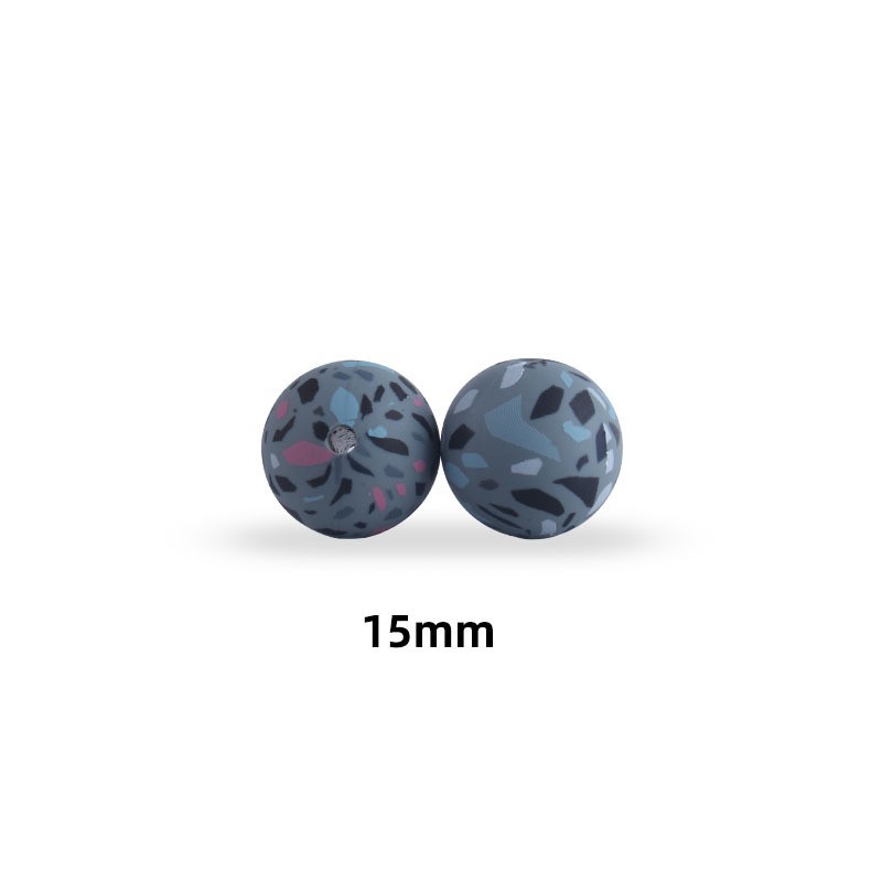 15mm leopardo pétalo color cuentas de transferencia de agua granos de silicona de calidad alimentaria DIY joyería chupete cadena teether pulsera