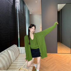 慵懒风叠穿宽松长袖针织开衫挂脖吊带背心女2025秋季新款时尚套装
