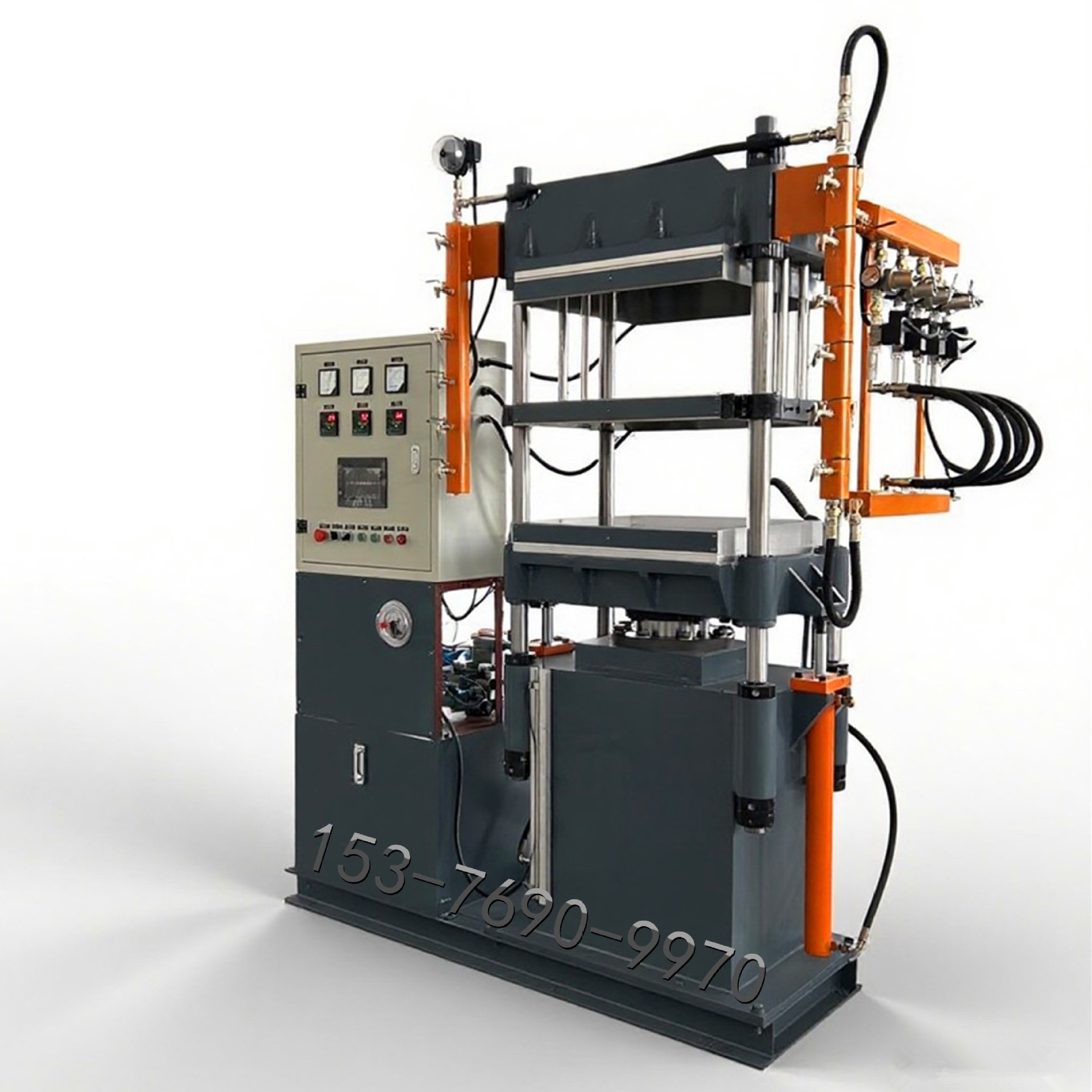 50吨热压机 四柱式下压一体结构 平台带导向 加热温度室温-200℃