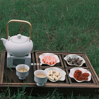 茶馆器皿中式煮茶壶温茶茶器家用户外下午茶点心盘实木茶盘套装
