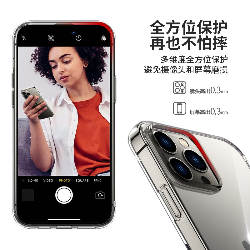 Aplicable para iPhone17 caso de teléfono transparente agujero grande TPU suave Apple 16 proMax caso de teléfono todo incluido a prueba de caídas