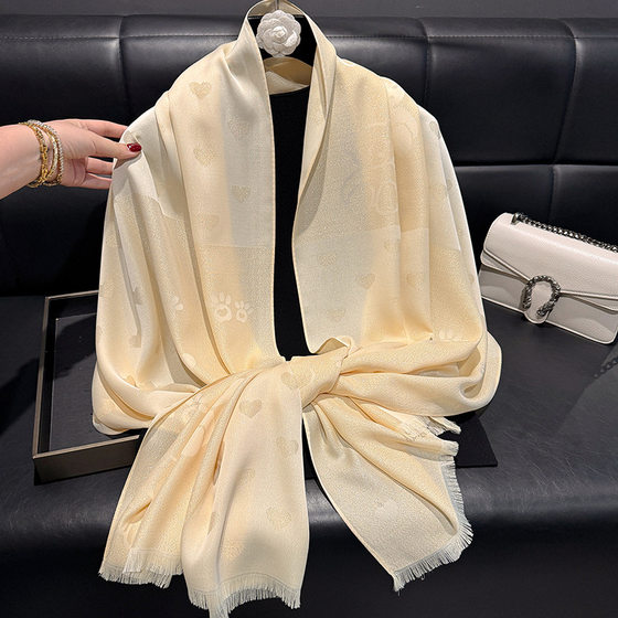 New Spring Imitation Silk Fashion All-match Scarf Long Shawl Women's Love Simple All-match Silk Scarf Women's Tencel Cotton