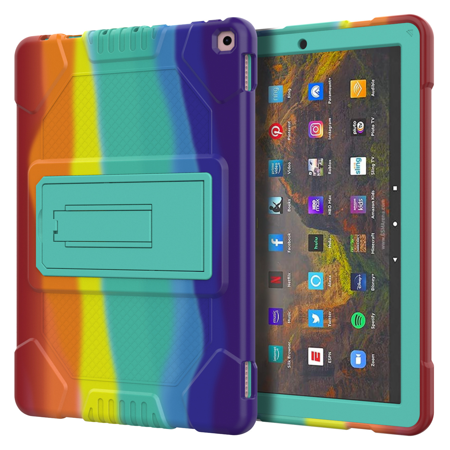 Cross mirror is suitable for Fire HD10 flat protective cover 10.1 inch Macaron silicone anti-fall flat shell bracket