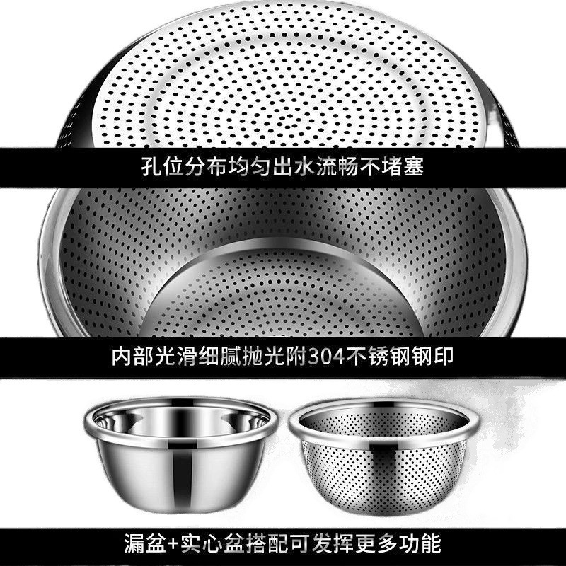 沥水篮食品级不锈钢洗菜沥水篮家用淘米过滤蓝不锈钢大盆盆子|undefined