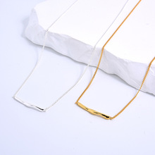 s925银镀金日本TEN极简波浪不规则横条锁骨链ins时髦气质项链女