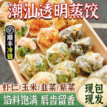 潮汕手工蒸饺薄皮懒人半成品早餐韭菜鲜虾猪肉速食饺云吞批发包邮
