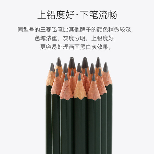 UNI Japan Mitsubishi Pencil 9800 Drawing Pencil Painting Sketch Pencil F-10B Wood Pencil 12 Boxes