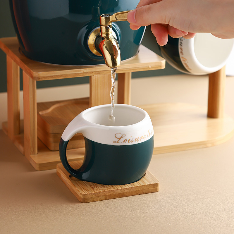 Wholesale living room cold kettle set household teapot high temperature resistant ceramic juice pot Chinese style hospitality with faucet cold