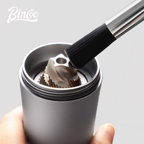 Bincoo Bullet-Head Coffee Cleaning Brush, Air Blower & Bristle Brush for Coffee Bars, Solid Wood Brush, and Grinder Residue Scrubber