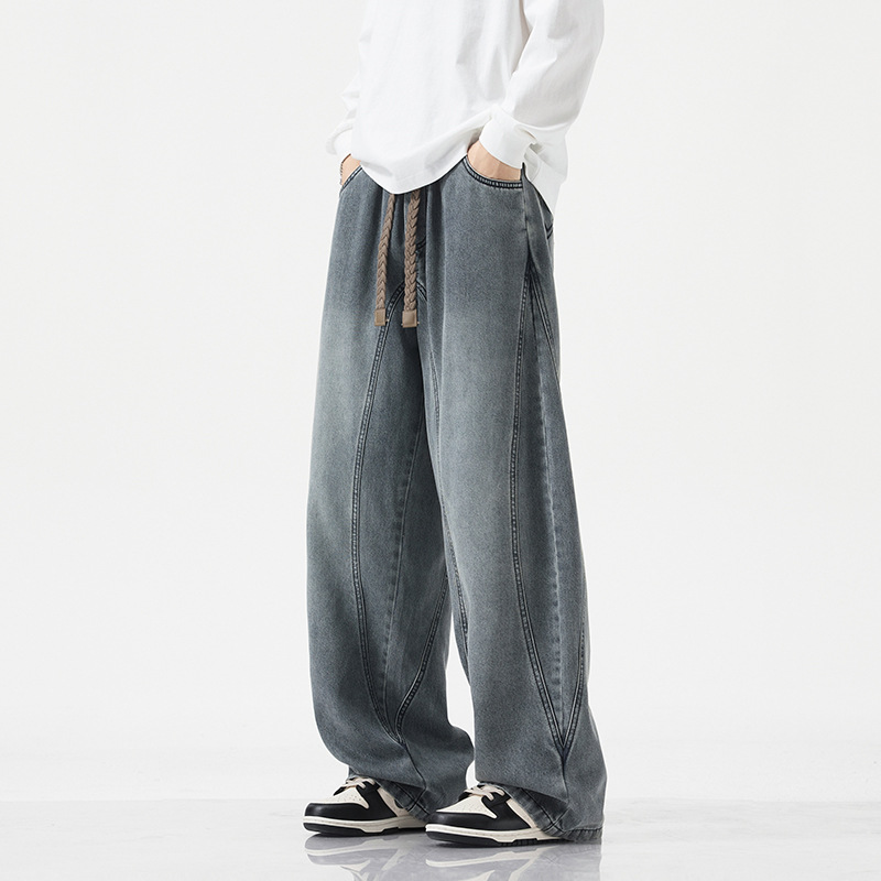Jyf-M8892 Jeans Men's Retro Loose Wide Leg Jeans Street American New Style
