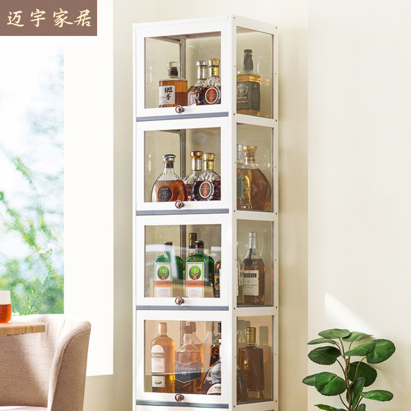 Wine Cabinet Display Cabinet Modern Simple Sideboard Internet Celebrity Small Wine Rack European Style Wall-Mounted Living Room Solid Wood Storage Rack Home