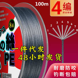 厂家批发大力马鱼线4/8/9/12编100米pe线路亚线防咬主线子线渔线
