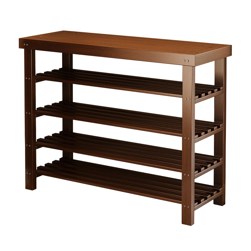 Estante de zapatos simple de madera doméstica puerta de entrada tallado estante de almacenamiento multicapa porche de almacenamiento estante de almacenamiento armario de zapatos