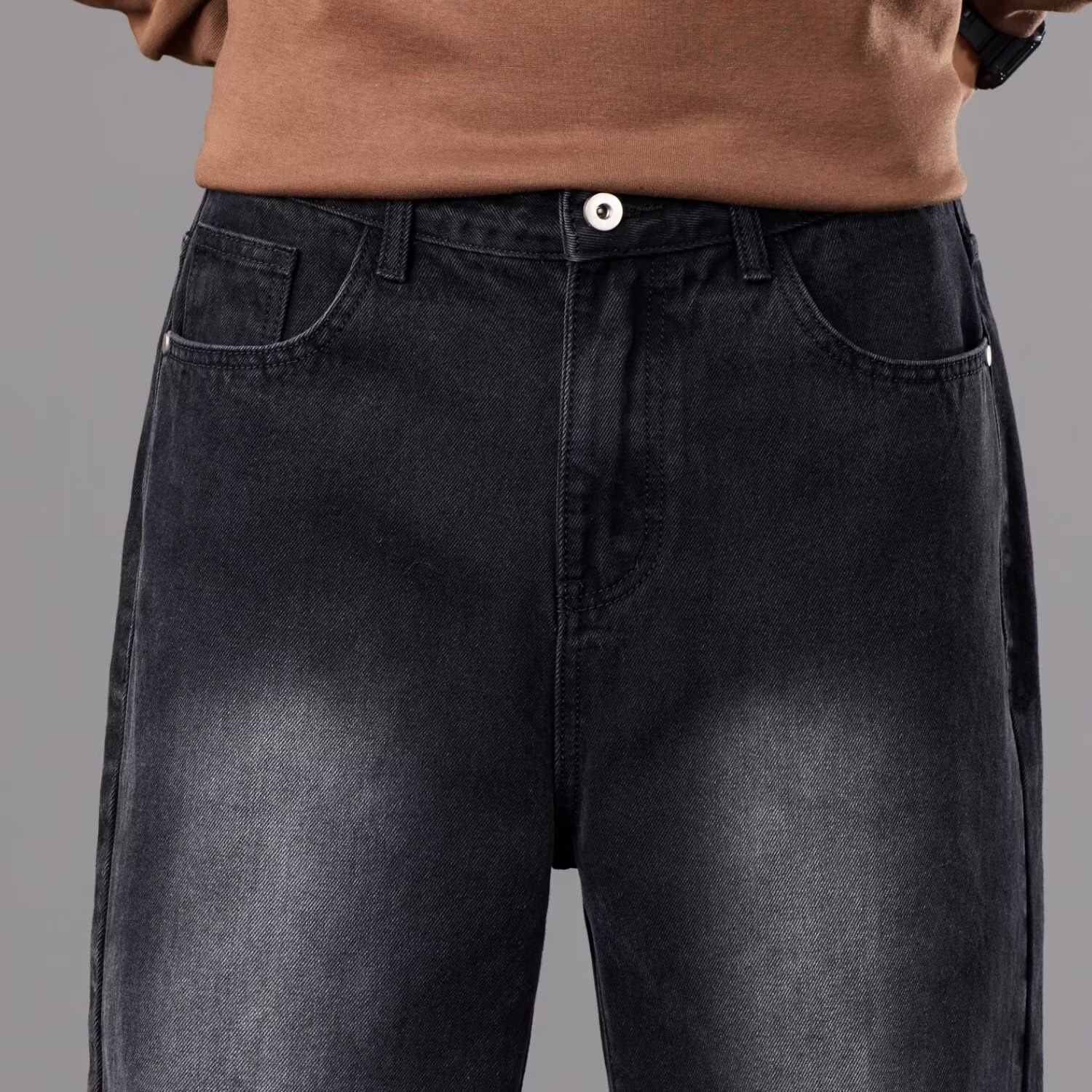 Men's Clothing Straight Leg Black Jeans Trendy Casual Versatile High Street Retro Vibe Spring Autumn New_mkmklike.com