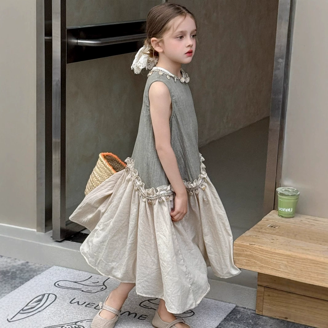 Летнее платье для девочек 2025 года, новая мода, элегантное, цветовое сочетание, бохо-стиль, тренд