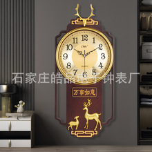 新中式现代创意挂钟客厅时尚大气装饰家用简约鹿头挂表