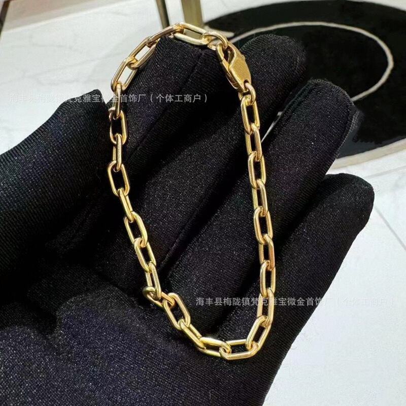 Sanlux V Gold Spartan Bracelet Men's and Women's Interlocking Ring Couple's Bracelet Easiest for Match Fashion High Version Sanlux V Gold Spartan Bracelet Men's and Women's Interlocking Ring Couple's Bracelet Easiest for Match Fashion High Version