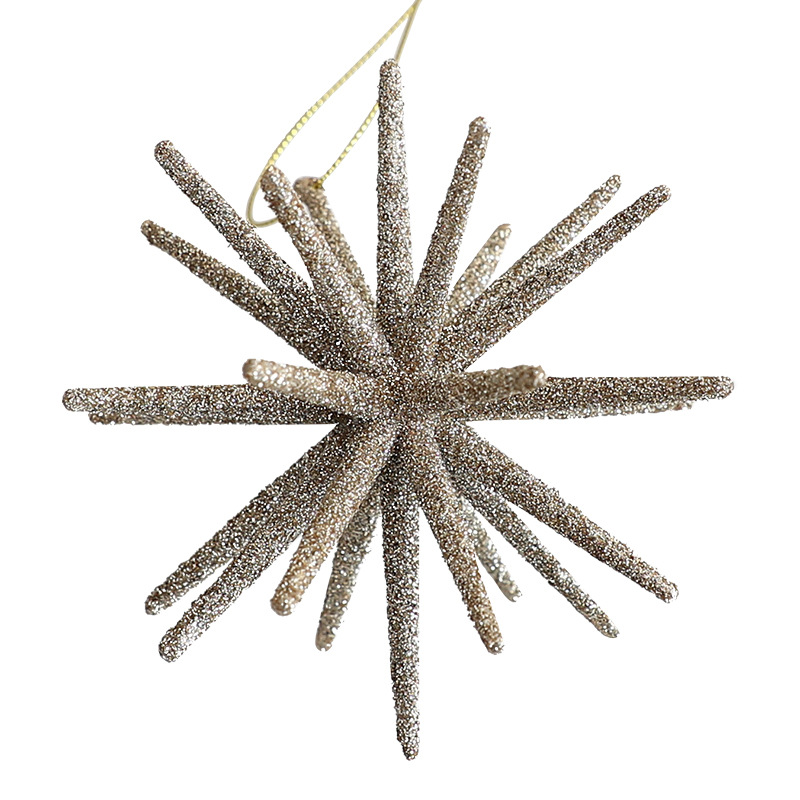 Modern Shattered Star Christmas Ornaments – 24-Pack Frosted Champagne Gold & White Geometric Hanging Baubles (Plastic Holiday Decor For Tree & Home)_voghion.com