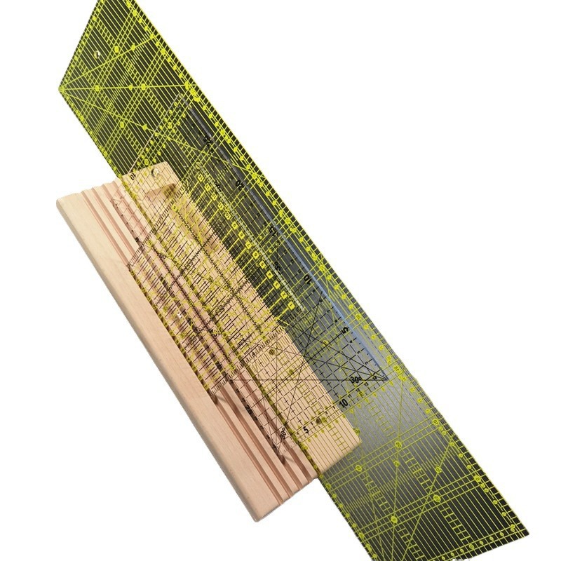 Marco de acabado de regla, marco de alambre de haya, regla de patchwork de madera, marco de carrete de herramientas de bricolaje integrado de almacenamiento