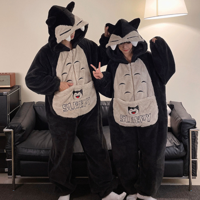 2025 nueva pareja unida hombre pijama de invierno peluche extraño lindo dibujos animados chica ropa de casa conjunto