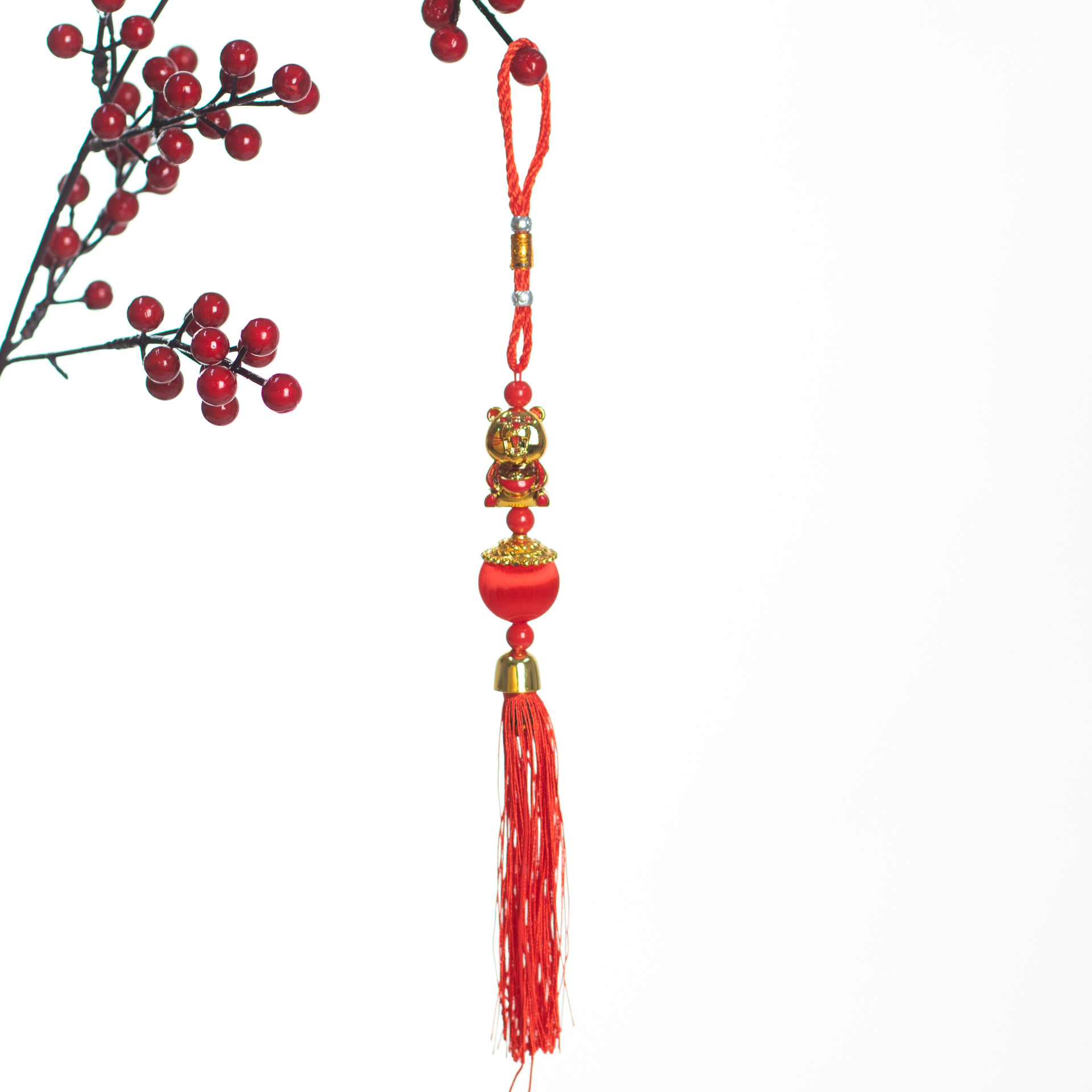 Año Nuevo bambú pequeño colgante linterna hecha a mano DIY material de cuerda colorida linterna Festival de Primavera auspiciosa escoba colgante