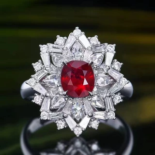 时尚款GYILD权威证书1.24ct18k金马达加斯加无烧鸽血红红宝石戒指