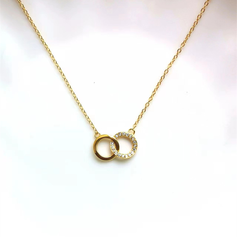 Plata De Ley 925 Cadena Portacables Anillo Doble Collar Colgante display picture 5