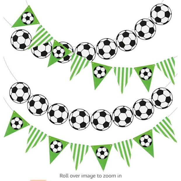 Amazon festival party supplies White Football pull flag triangle flag birthday party disposable holiday decoration supplies