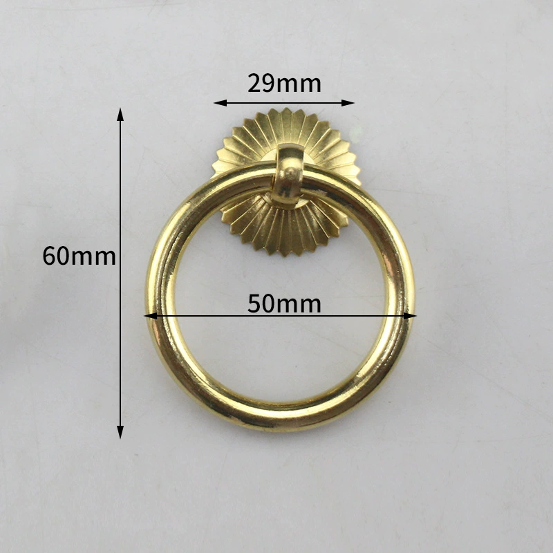 Chinese copper handle drawer wardrobe door Chinese vintage antique simple single-hole door handle brass wardrobe handle