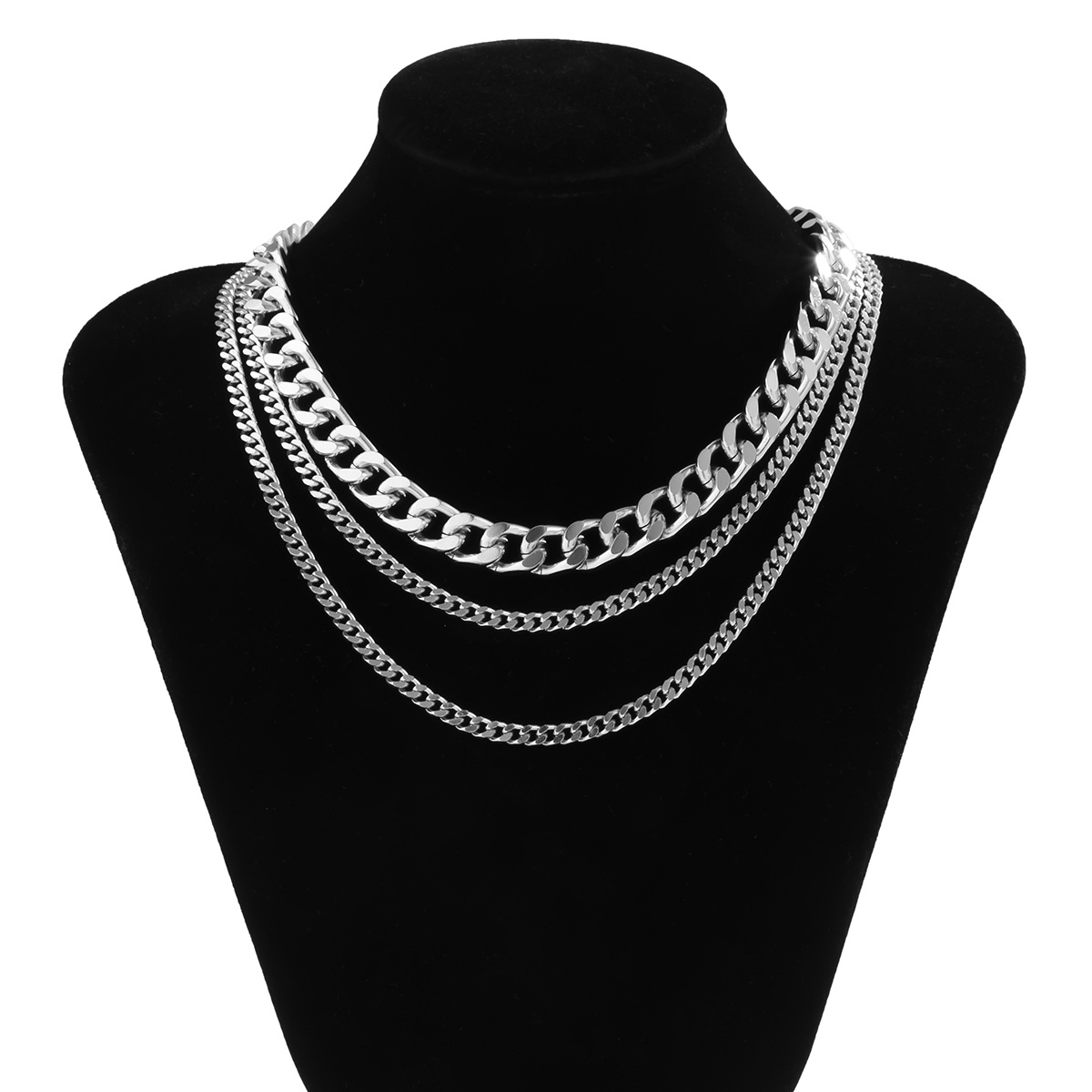 Collier à pampilles géométriques en métal punk avec chaîne croisée pour femme_voghion.com