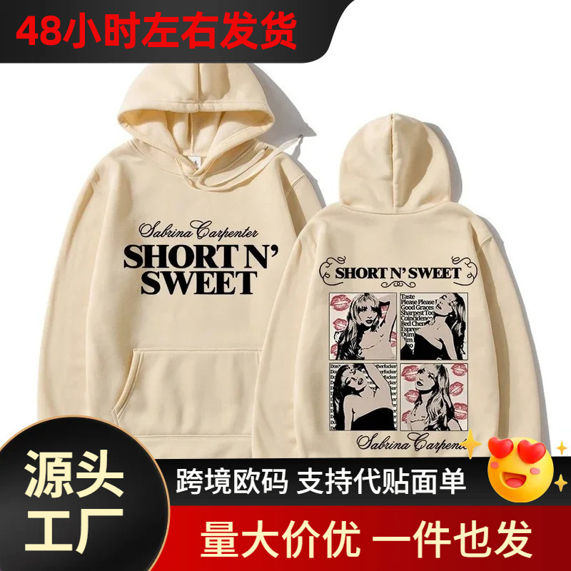 【Cross-Border European Size】Sabrina Carpenter Short N'Sweet Hoodie Men's Hoodie New Fashion Hoodie Available